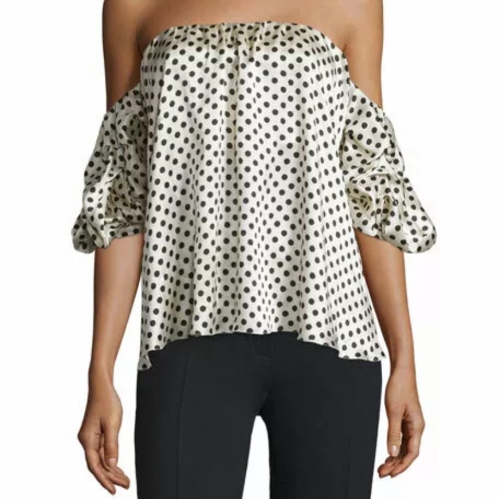 Johanna Ortiz Tulum Polka Dot Off Shoulder Top